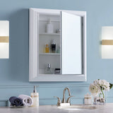 allen + roth 22.5-in x 27.5-in Fog Free Surface Mount White Mirrored Soft Close Medicine Cabinet