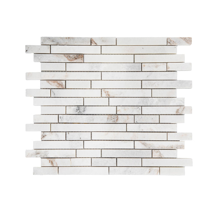 Daltile Genuine Stone White Ember 10-in x 13-in Honed Natural stone Marble Patterned Linear Mosaic Floor and Wall Tile product image