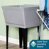 Cambridge Resources 23.5" x 22.875" Grey Freestanding Utility Tub with Drain