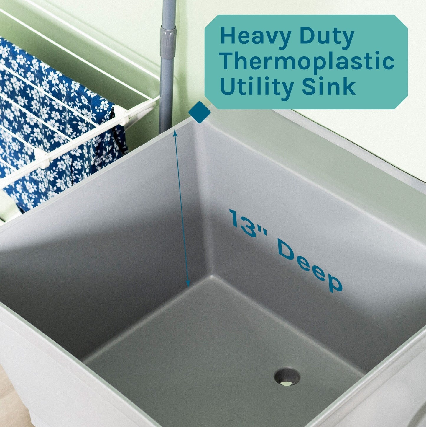 Cambridge Resources Grey Freestanding Utility Tub with Drain