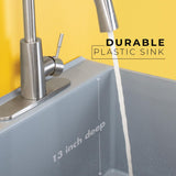 Cambridge Resources Freestanding Utility Tub with High-Arc Faucet - Gray