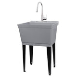 Cambridge Resources Freestanding Utility Tub with High-Arc Faucet - Gray