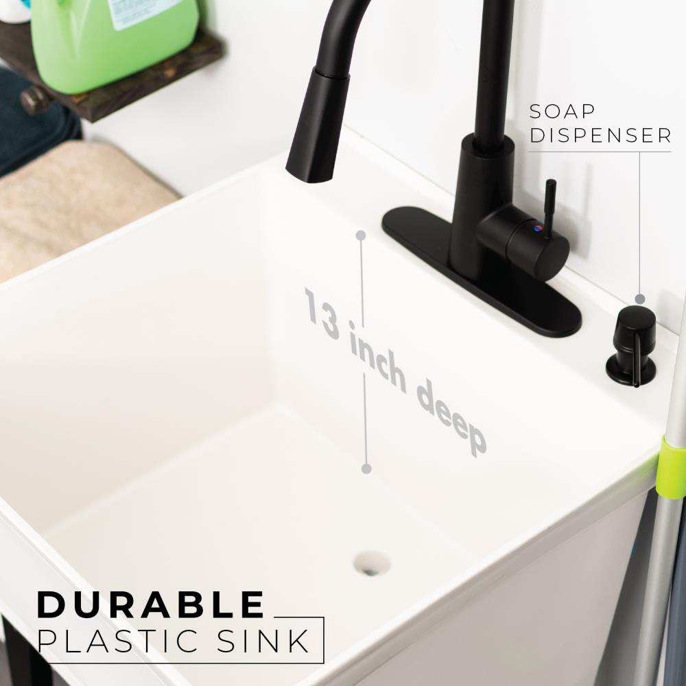 Cambridge Resources 23.5-in x 22.875-in 1-Basin Utility Tub with Faucet and Drain