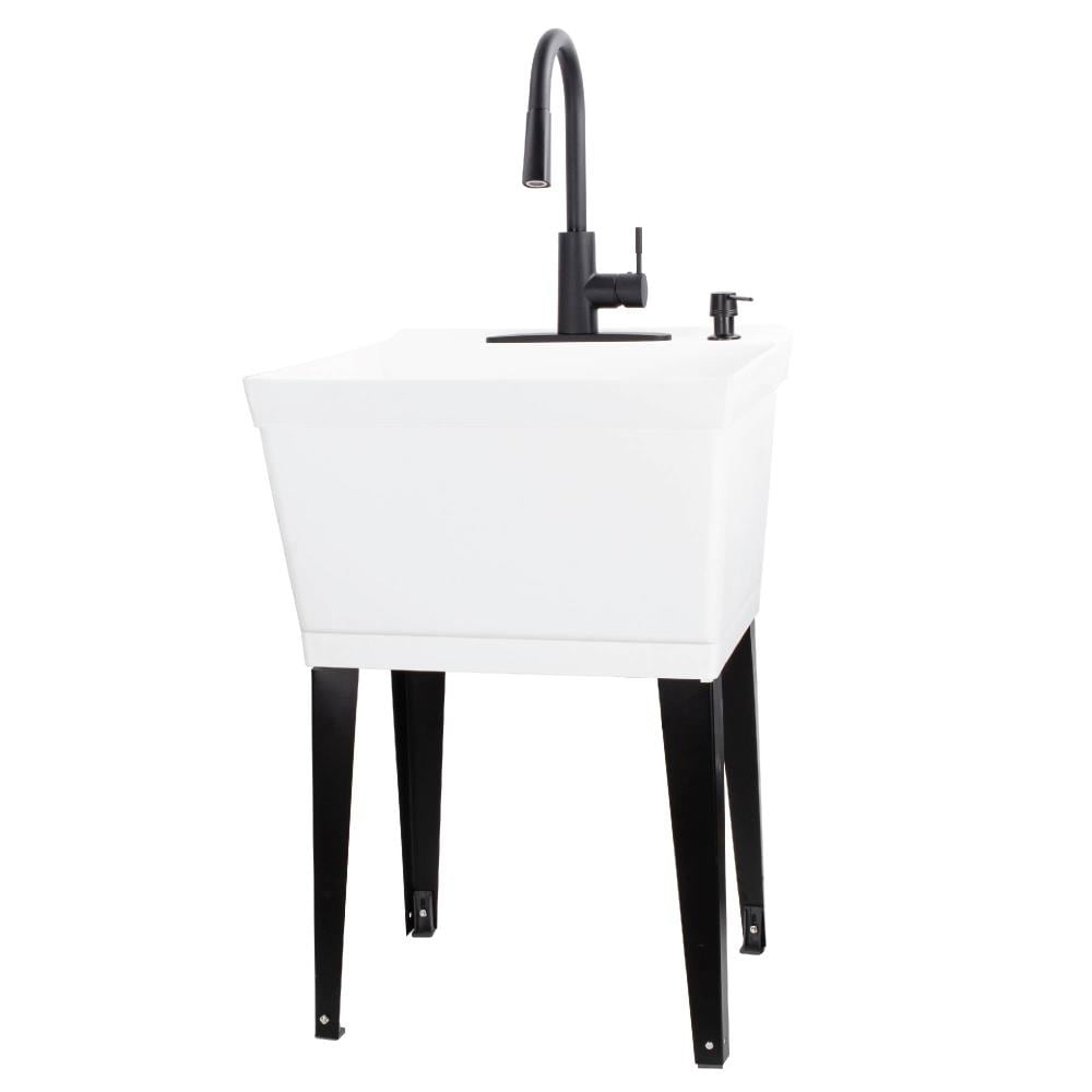 Cambridge Resources 23.5-in x 22.875-in 1-Basin Utility Tub with Faucet and Drain