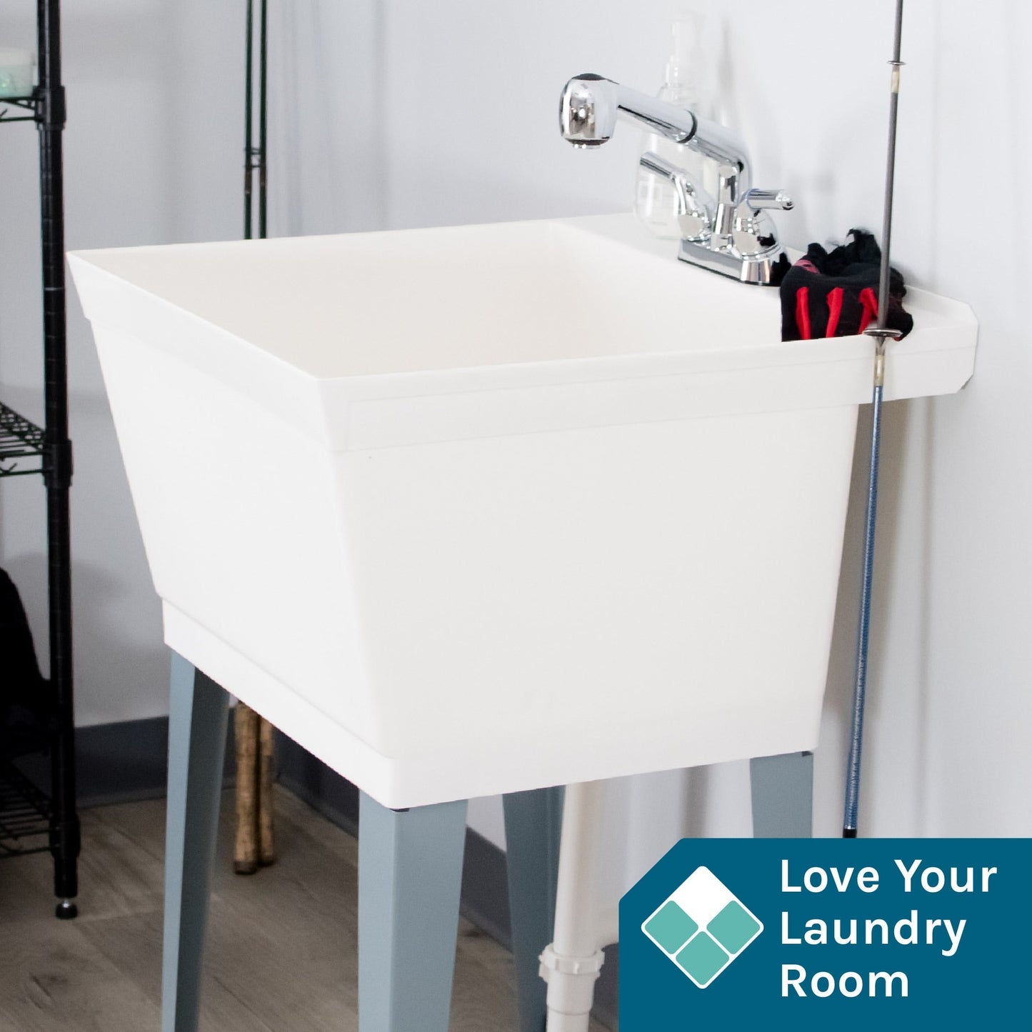 Cambridge Resources Freestanding White Utility Tub with Faucet