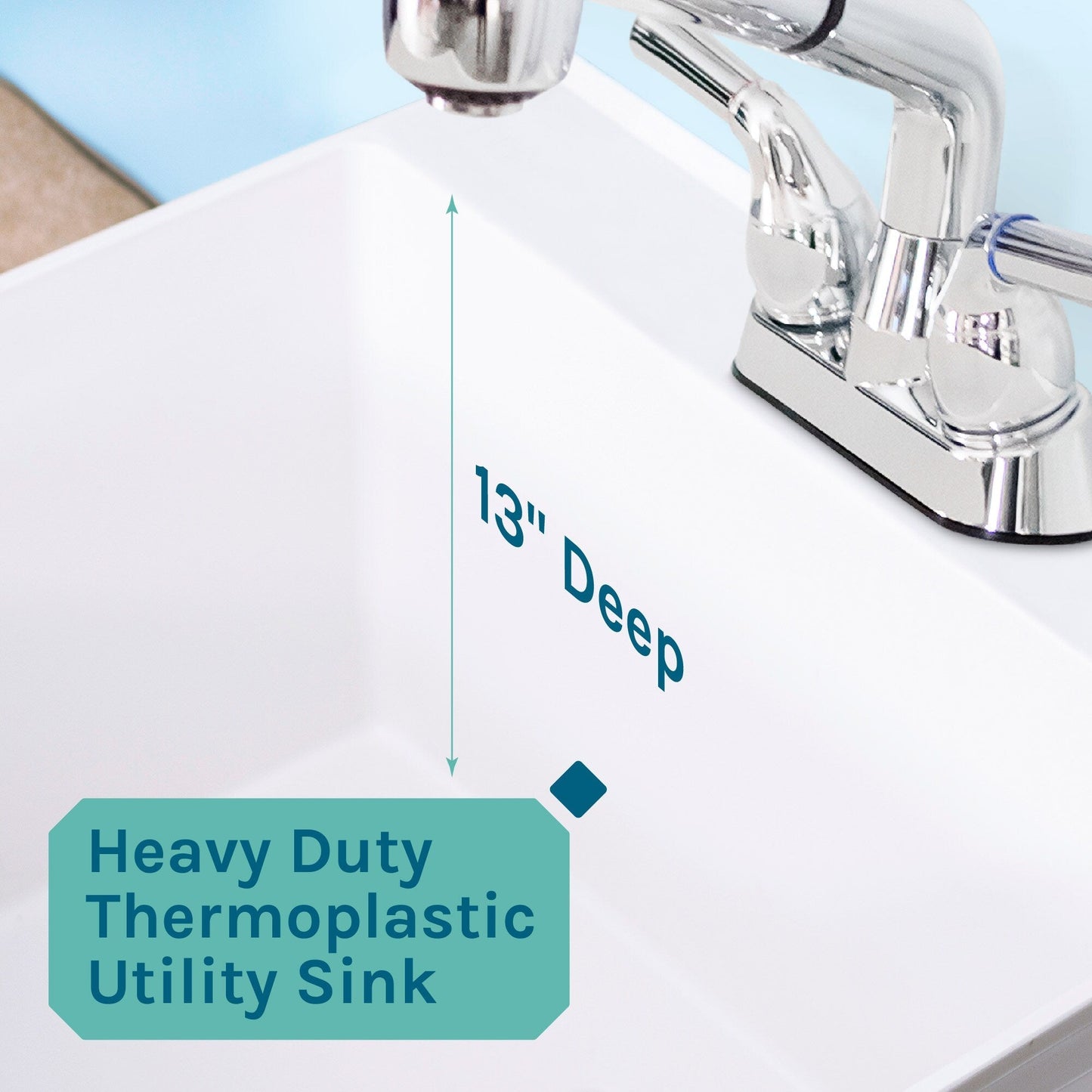 Cambridge Resources Freestanding White Utility Tub with Faucet