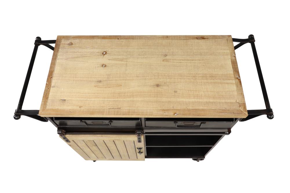 Grayson Lane Black Metal Base with Wood Top Rolling Kitchen Cart (41-in x 16-in x 34-in)