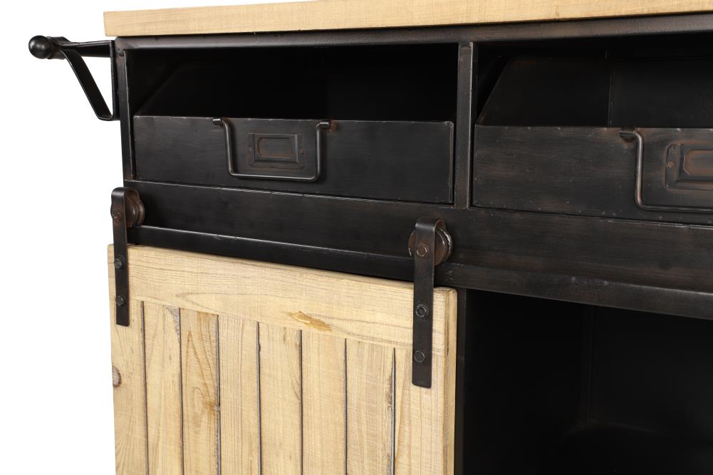 Grayson Lane Black Metal Base with Wood Top Rolling Kitchen Cart (41-in x 16-in x 34-in)