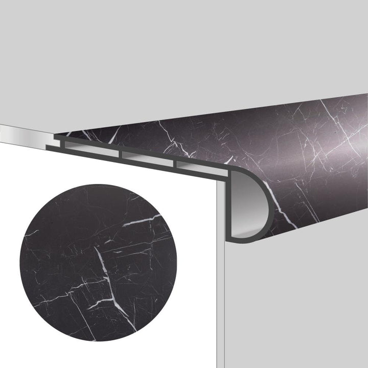 Lucida USA 3-in x 48-in Nero Marquina Vinyl Floor Stair Nose