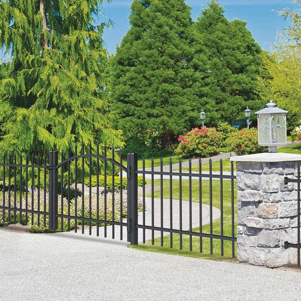 Freedom Providence 6-ft H x 2-in W Black Aluminum Spaced Picket Pressed-point Decorative End Fence Post