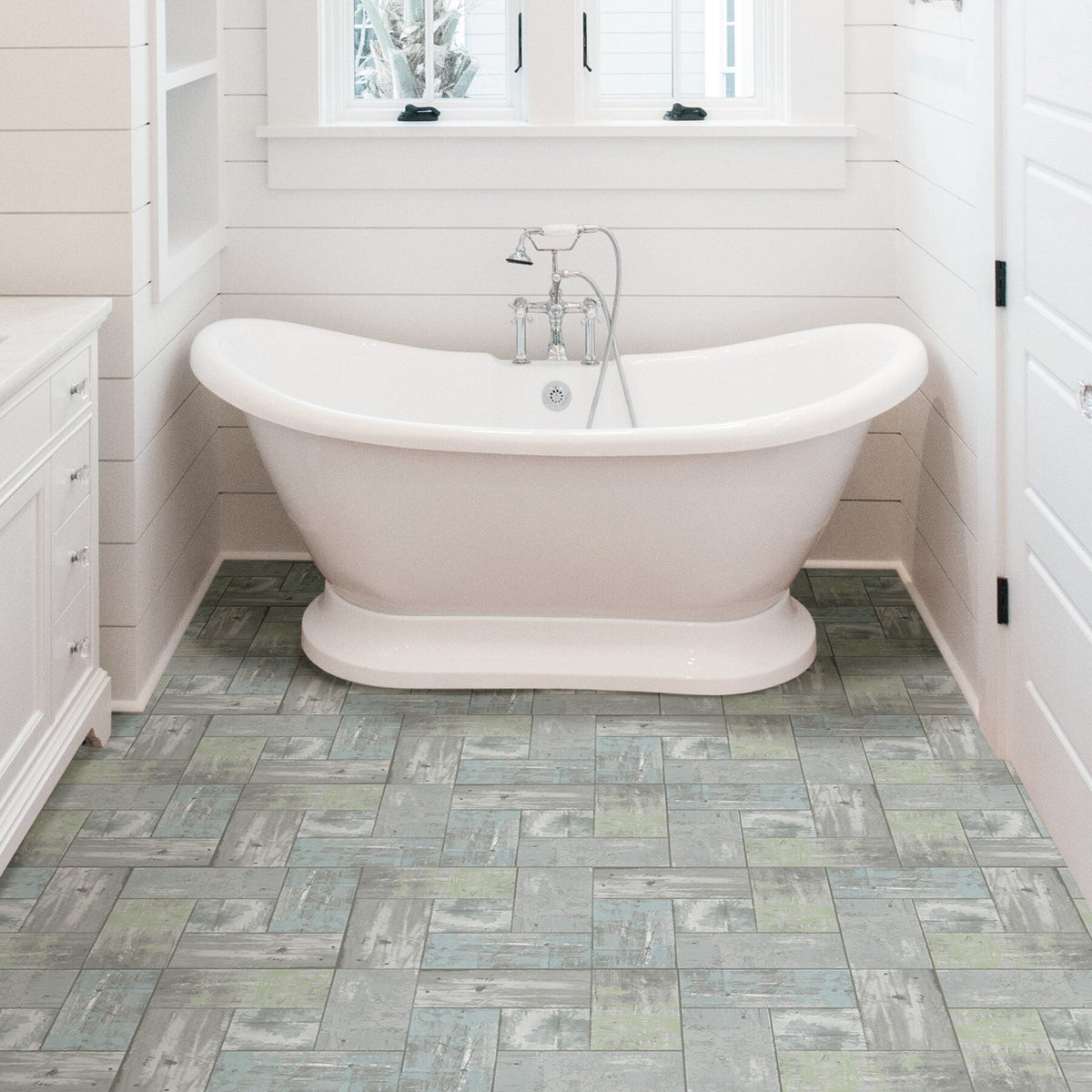 FloorPops Grey 12-in x 12-in Water-Resistant Peel-and-Stick Vinyl Tile Flooring, 20-sq ft Carton
