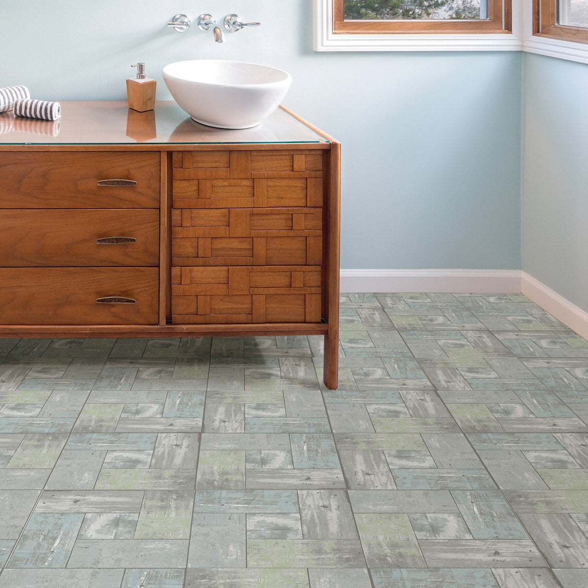 FloorPops Grey 12-in x 12-in Water-Resistant Peel-and-Stick Vinyl Tile Flooring, 20-sq ft Carton
