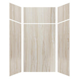 Expressions 48 in. x 48 in. x 96 in. 4-Piece Easy Up Adhesive Alcove Shower Wall Surround in Bianca - Super Arbor