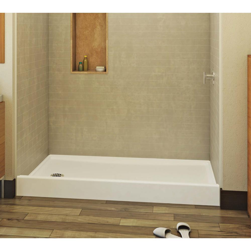 A2 60 in. x 30 in. Single Threshold Left Drain Shower Pan in White - Super Arbor