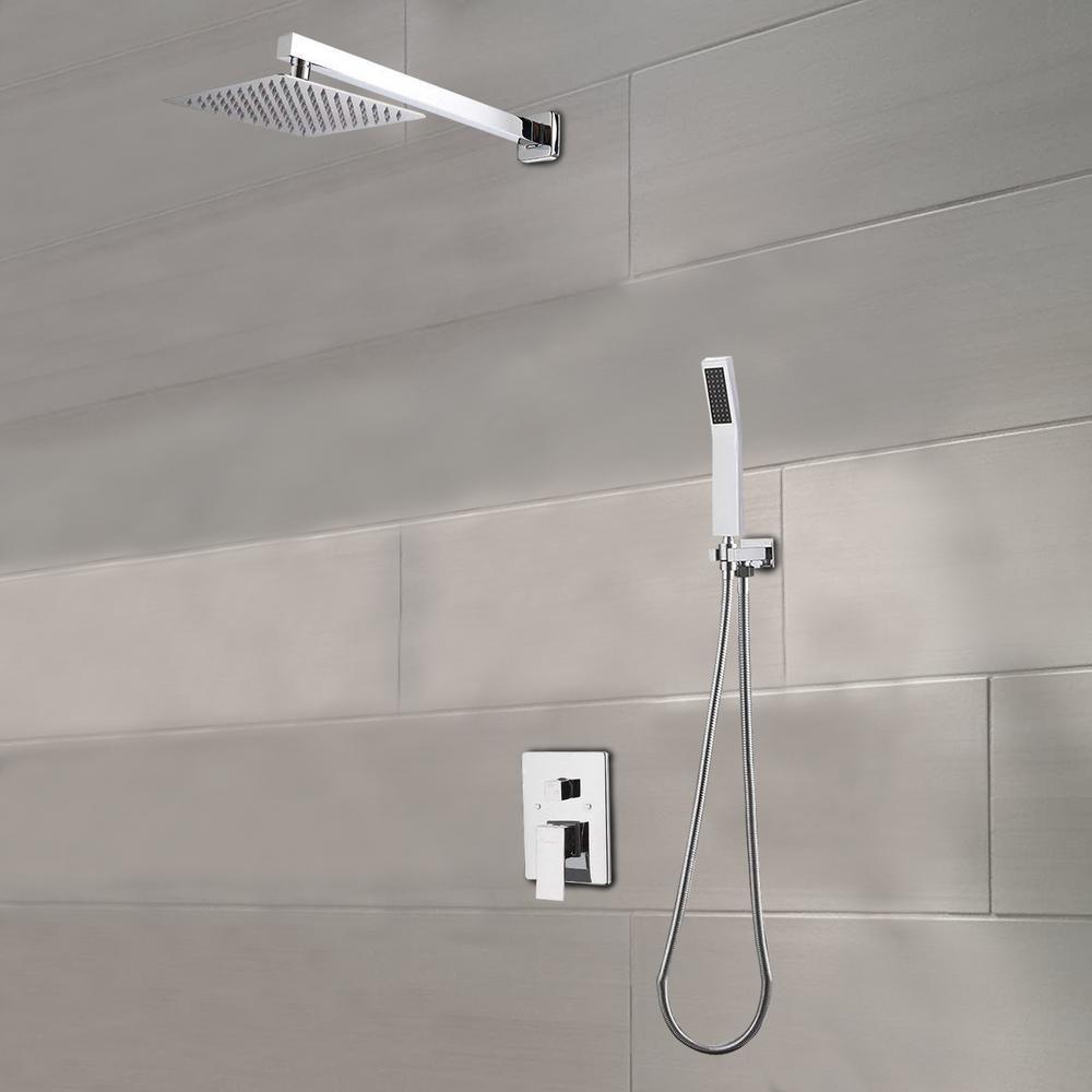 1-Spray Patterns with 1.5 GPM 10 in. Wall Mount Dual Shower Heads in Chrome - Super Arbor