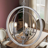 Progress Lighting Fairwood 5-Light Antique White and Galvanized Farmhouse Globe Medium Hanging Pendant Light
