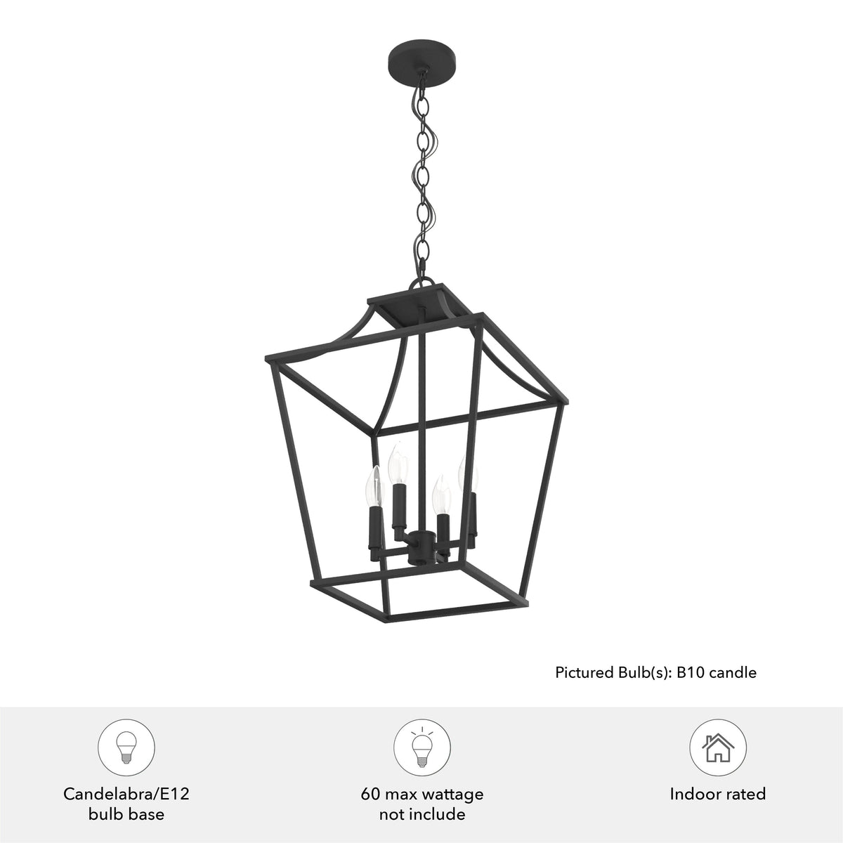 Hunter Laurel Ridge 4-Light Natural Iron Traditional Lantern LED Medium Hanging Pendant Light