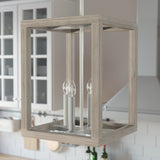 Hunter Squire Manor 4-Light Brushed Nickel Modern/Contemporary Lantern LED Medium Hanging Pendant Light