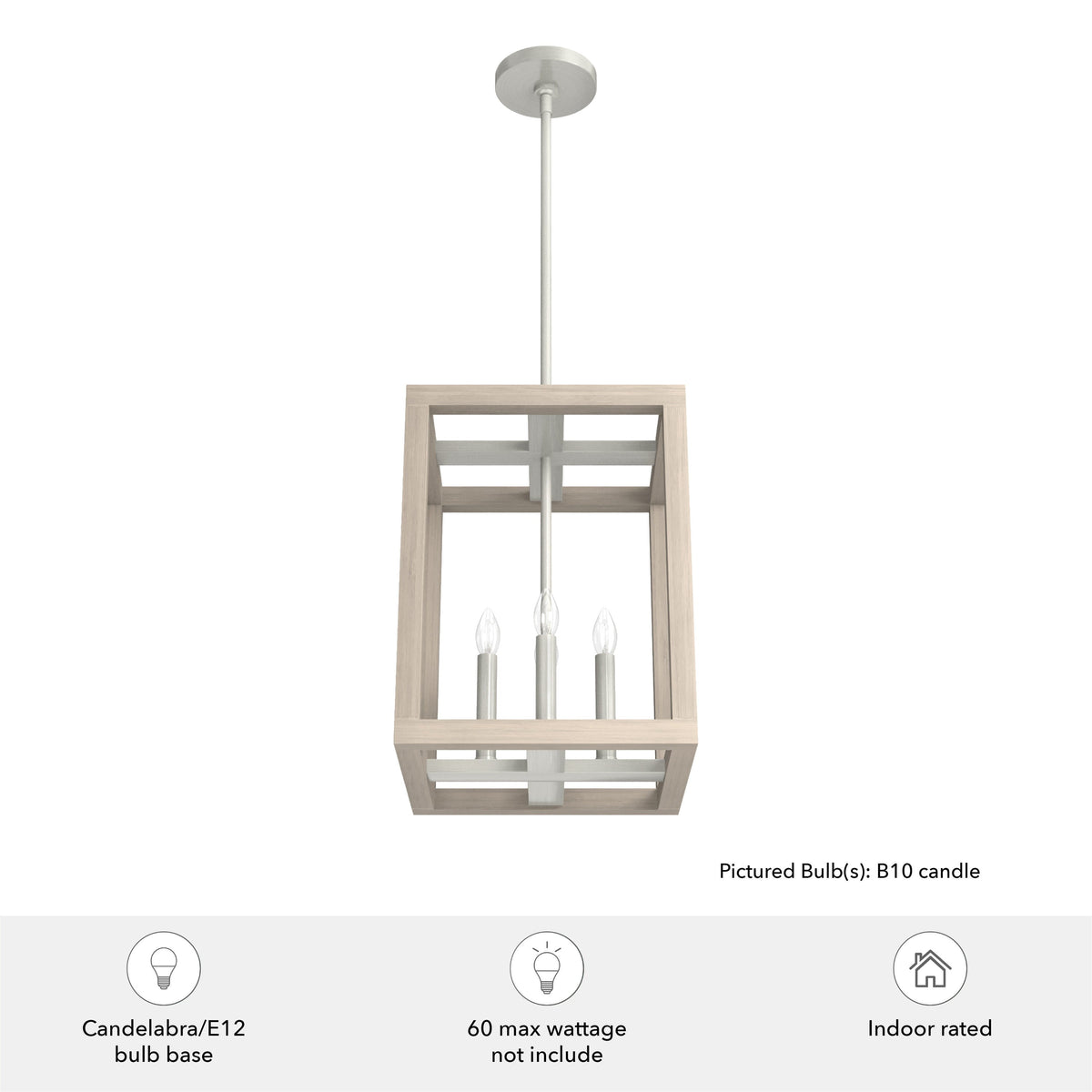 Hunter Squire Manor 4-Light Brushed Nickel Modern/Contemporary Lantern LED Medium Hanging Pendant Light
