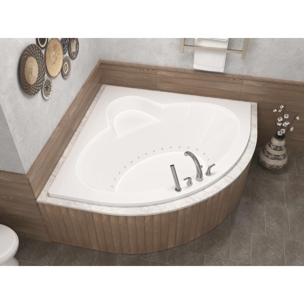 Jaspers 5 ft. Acrylic Corner Drop-in Air Bathtub in White - Super Arbor