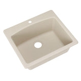 Dual Mount Composite Granite 25.in 1-Hole Single Bowl Kitchen Sink in Onyx - Super Arbor