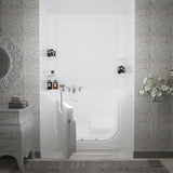 NOVA Heated Rampart Wheelchair Accessible 5 ft. walk-in bathtub with 6 in. Tile Easy Up Adhesive Wall Surround in White - Super Arbor