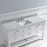 Harlow 61 in. W x 22 in. D Single Basin Carrara Marble Vanity Top in Carrara White with White Vitreous China Basin - Super Arbor