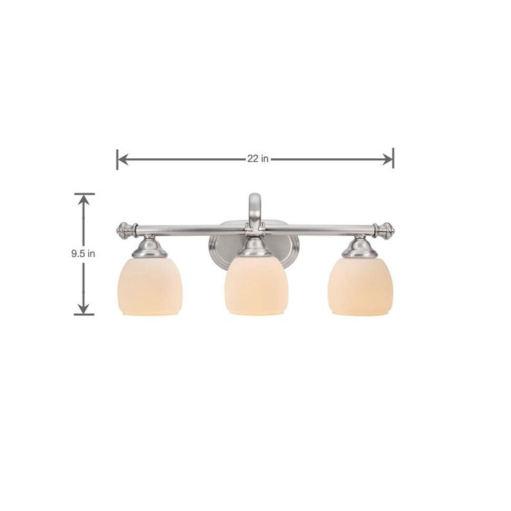 Cedar Cove 3-Light Brushed Nickel Vanity Light with Etched Opal Glass Shades