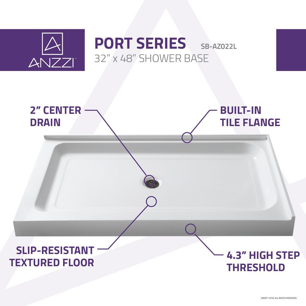 Port 36 in. x 48 in. Double Threshold Shower Base in White - Super Arbor