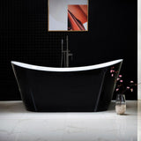 Rolande 67 in. Acrylic Freestanding Double Slipper Flat Bottom Soaking Bathtub with Drain and Overflow Included in Black - Super Arbor