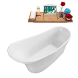 59 in. Acrylic Flat Bottom Non-Whirlpool Bathtub in Glossy White - Super Arbor