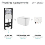 0.8/1.28 GPF Concorde Wall Hung Square Dual Flush Elongated Toilet Bowl in White