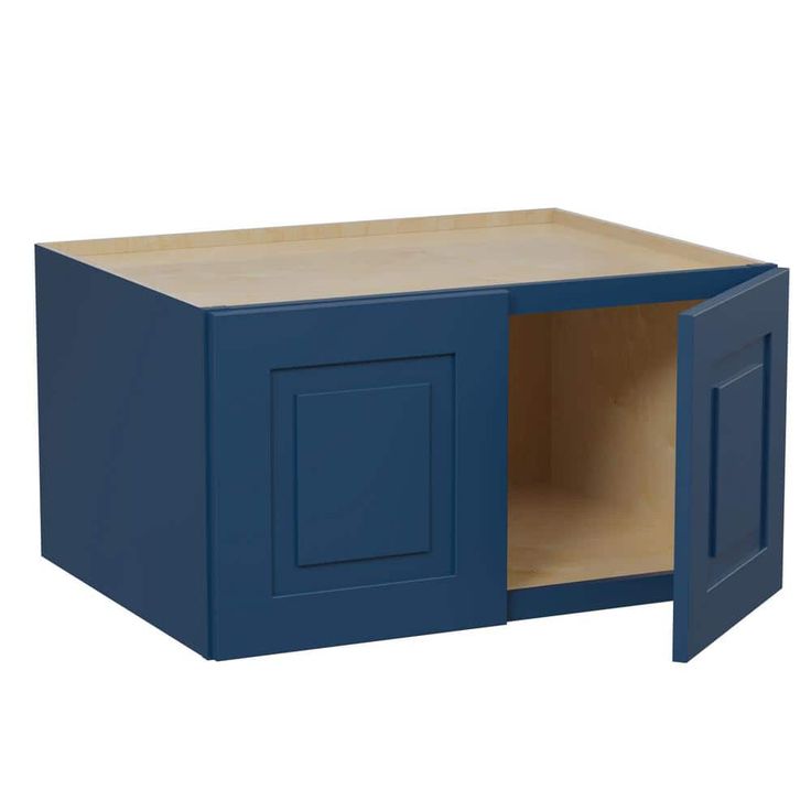 Home Decorators Collection Grayson 30 in. W x 24 in. D x 18 in. H Assembled Plywood Wall Bridge Kitchen Cabinet in Mythic Blue with Soft Close