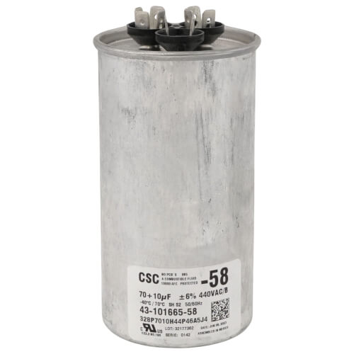 Rheem 43-101665-58 capacitor - front view (Product Type: Capacitor)