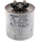 Rheem 43-25133-27 capacitor - front view (Voltage: 370V; MFD: 50/10)