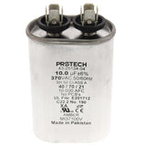 Rheem 43-25134-04 capacitor - front view (Voltage: 370V; MFD: 10)