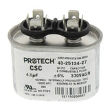 Rheem 43-25134-27 capacitor - front view (Voltage: 370V; MFD: 4)