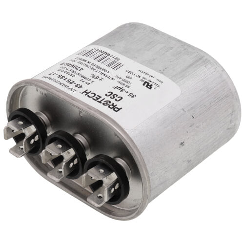 Rheem 43-25135-17 capacitor - detail view (Voltage: 370V; MFD: 35/3)