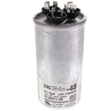 Rheem 43-26271-48 capacitor - front view (Voltage: 370V; MFD: 45/10)