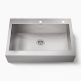 KOHLER Vault 35.75-in x 24.3125-in Single Bowl Tall (8-in or Larger) Drop-In Apron Front/Farmhouse 2-Hole Commercial/Residential Kitchen Sink