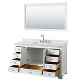 Wyndham Collection Deborah 60-in White Single Sink Bathroom Vanity with White Carrara Natural Marble Top (Mirror Included)