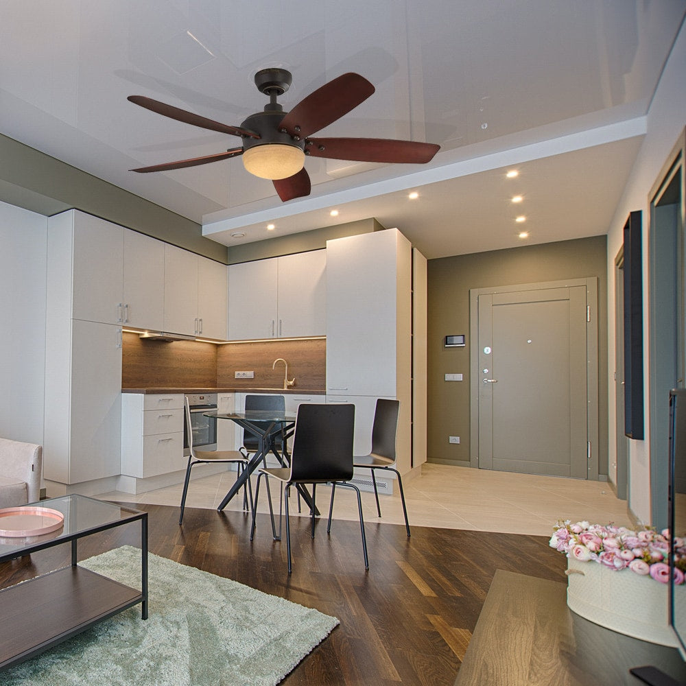 Harbor Breeze Saratoga 48-in Oil Rubbed Bronze LED Indoor/Outdoor Ceiling Fan with Remote, Light Kit, 5 Blades