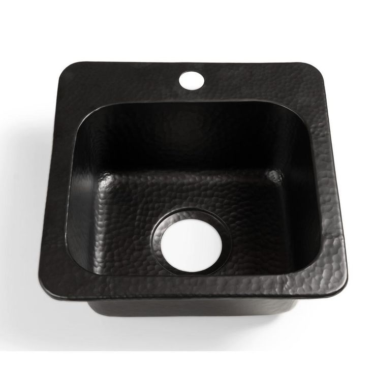 Monarch Hand Hammered Solid Surface Matte Black Baxter Drop-In 15 in. Single Bowl Kitchen Bar Prep Sink