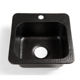 Monarch Hand Hammered Solid Surface Matte Black Baxter Drop-In 15 in. Single Bowl Kitchen Bar Prep Sink