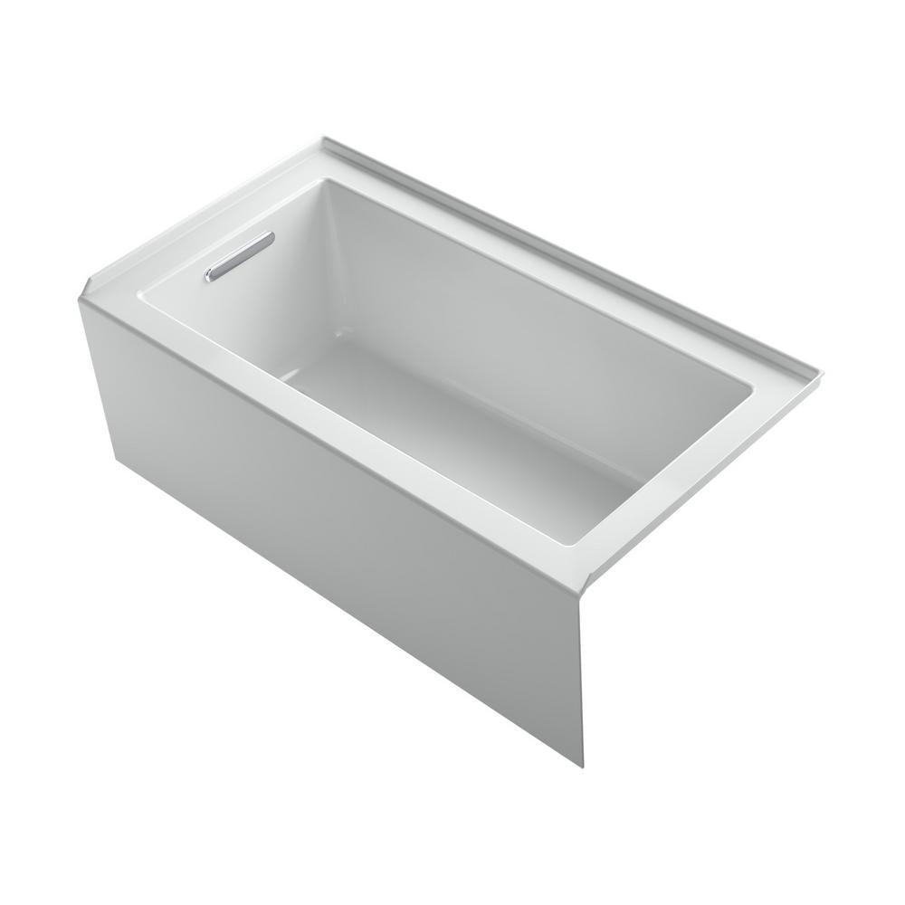 Underscore 60 in. Rectangular Alcove left Drain Bathtub in Ice Grey - Super Arbor
