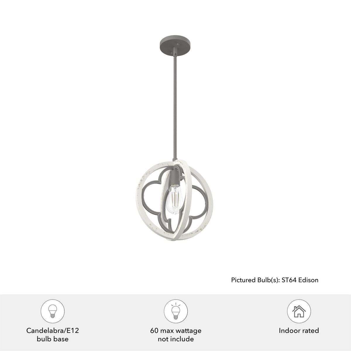 Hunter Gablecrest 4-Light Concrete with Rustic White Rustic Geometric LED Mini Hanging Pendant Light