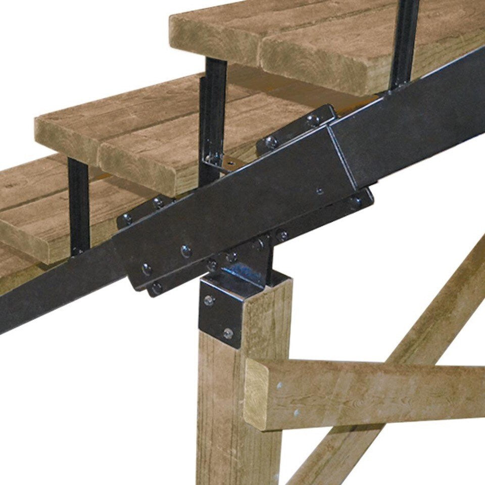Pylex Black Steel Stair Connector for Deck Stairs - Connects 2 Risers for 8-14 Step Stringer, Sturdy & Anti-Corrosion Coated