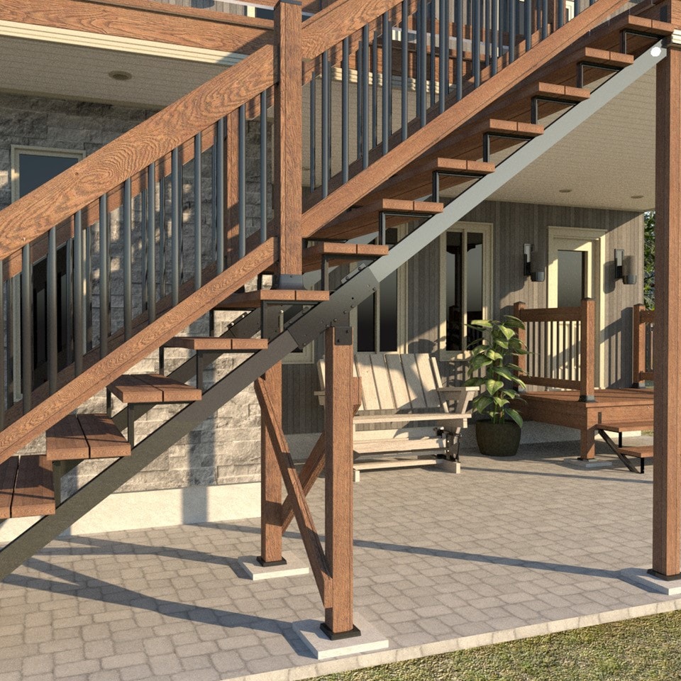Pylex Black Steel Stair Connector for Deck Stairs - Connects 2 Risers for 8-14 Step Stringer, Sturdy & Anti-Corrosion Coated