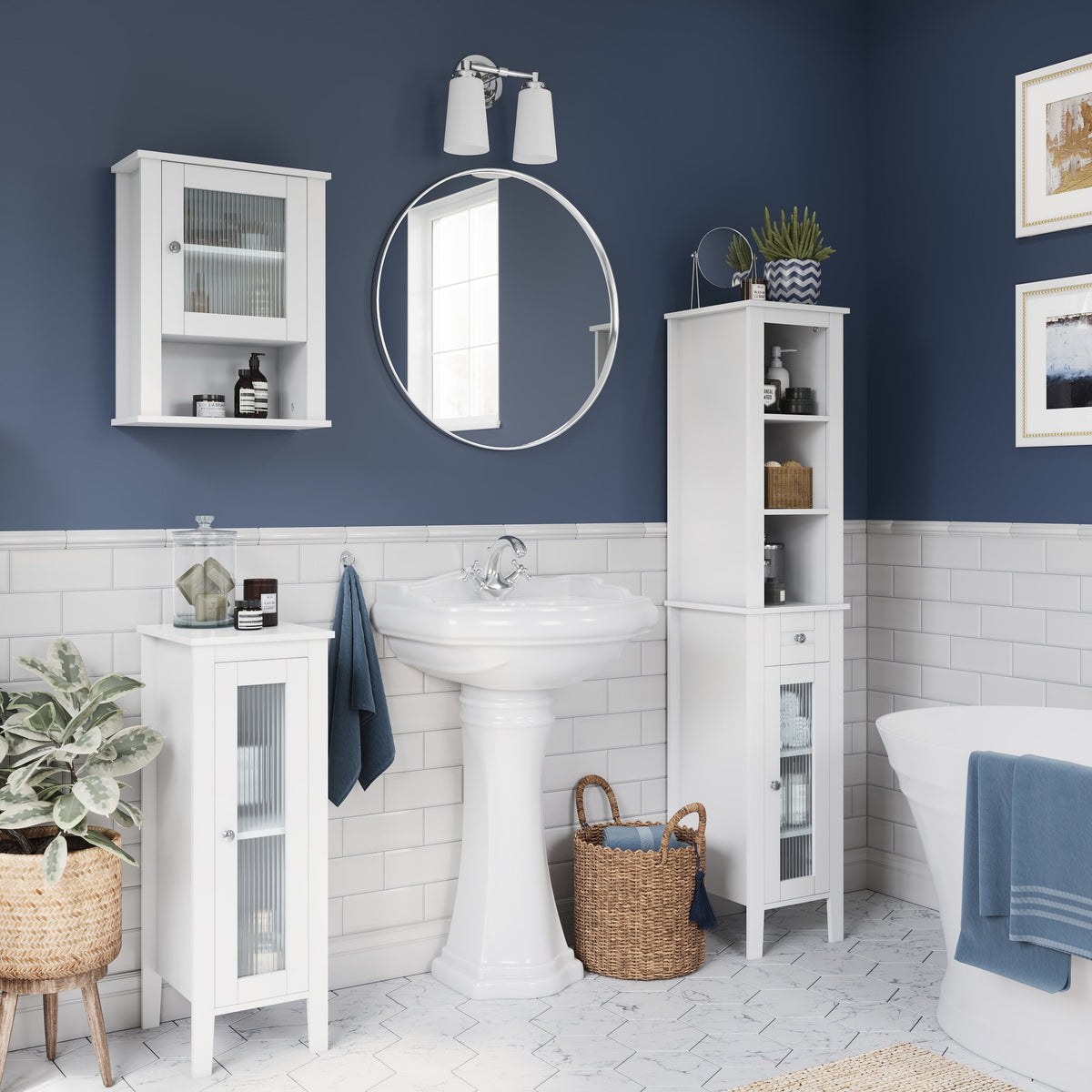 RiverRidge Prescott 16.5-in x 20.5-in x 7.06-in White Soft Close Bathroom Wall Cabinet