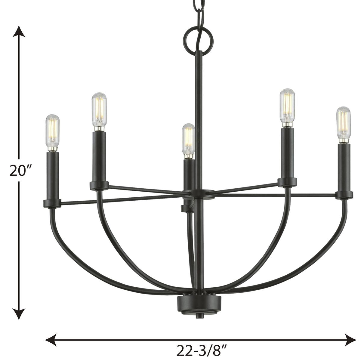Progress Lighting Leyden 5-Light Matte Black Transitional Chandelier